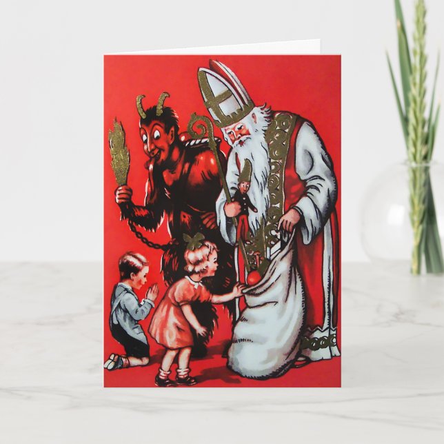 Vintage Krampusweihnachtskarte Feiertagskarte (Vorderseite)