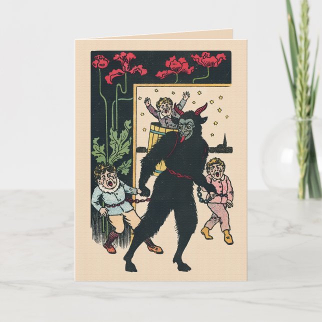Vintage Krampusweihnachtskarte Feiertagskarte (Vorderseite)