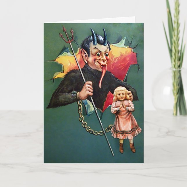 Vintage Krampusweihnachtskarte Feiertagskarte (Vorderseite)