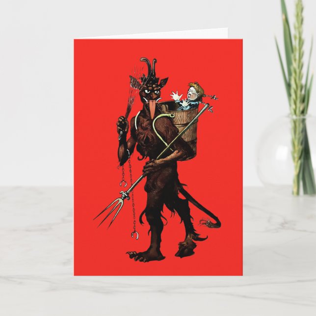 Vintage Krampusweihnachtskarte Feiertagskarte (Vorderseite)