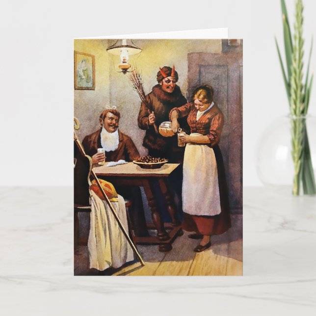 Vintage Krampusweihnachtskarte Feiertagskarte (Vorderseite)