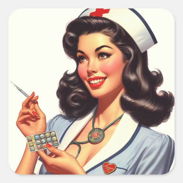 Vintage Krankengeschichte Quadratischer Aufkleber (Vorderseite)