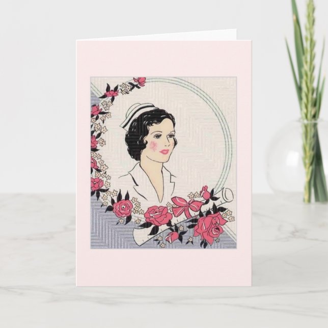 Vintage Krankenpflege-Abschluss-Karte oder Ankündigung (Vorderseite)