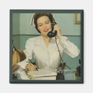Vintage Krankenschwester am Telefon Magnet