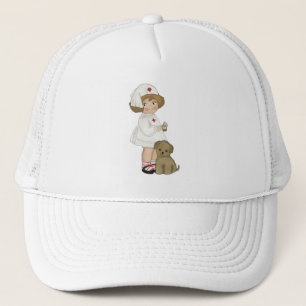 Vintage Krankenschwester mit Welpen-T-Shirts und G Truckerkappe