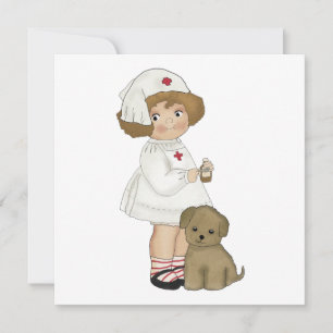 Vintage Krankenschwester mit Welpengeschenken und