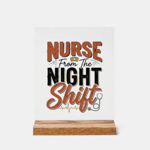 Vintage-Krankenschwester-Nachtschicht-Shirt-Design Acrylschild