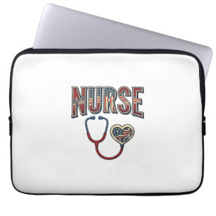 Vintage-Krankenschwester-patriotisches-Stethoskop- Laptopschutzhülle