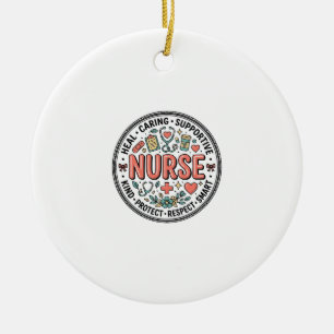 Vintage-Krankenschwester-Schätzung Blumen-Medizin- Keramik Ornament