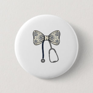 Vintage-Krankenschwester-Schleife Stethoskop Flora Button