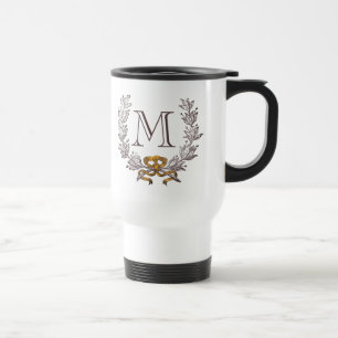 Vintage-Kranz personalisiertes Monogramm Anfangsbu Reisebecher