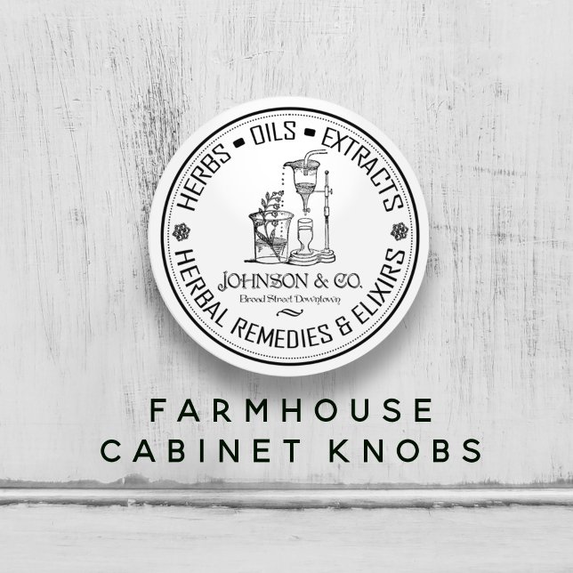 Vintage Kräuterbehandlungen Shabby Chic Keramikknauf (Vintage Herbal Remedies Farmhouse Shabby Chic Ceramic Knob)