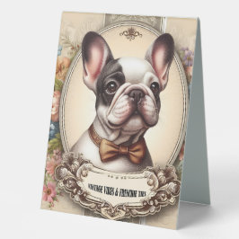 Vintage Krawatte Vibes & Frenchie Tischaufsteller