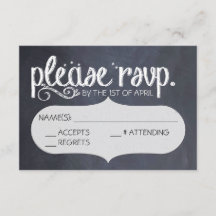 Vintage Kreidetafel-Hochzeits-RSVP-Postkarte