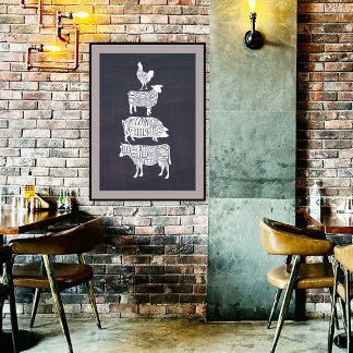 Vintage Kreidetafel-Metzgereiposter | Rustikal Poster