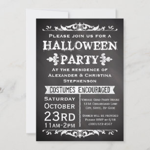 Vintage-Kreidetafel-Schild Halloween-Party Einladung