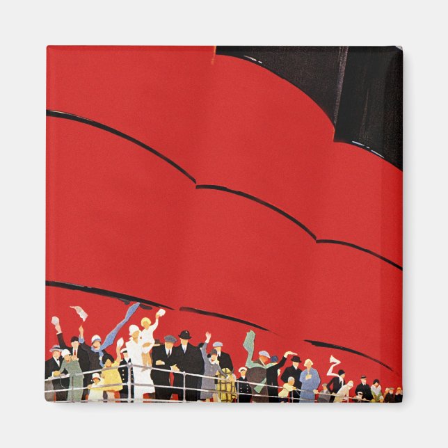 Vintage Kreuzfahrtpassagiere Abschied nehmen Magnet (Vorne)