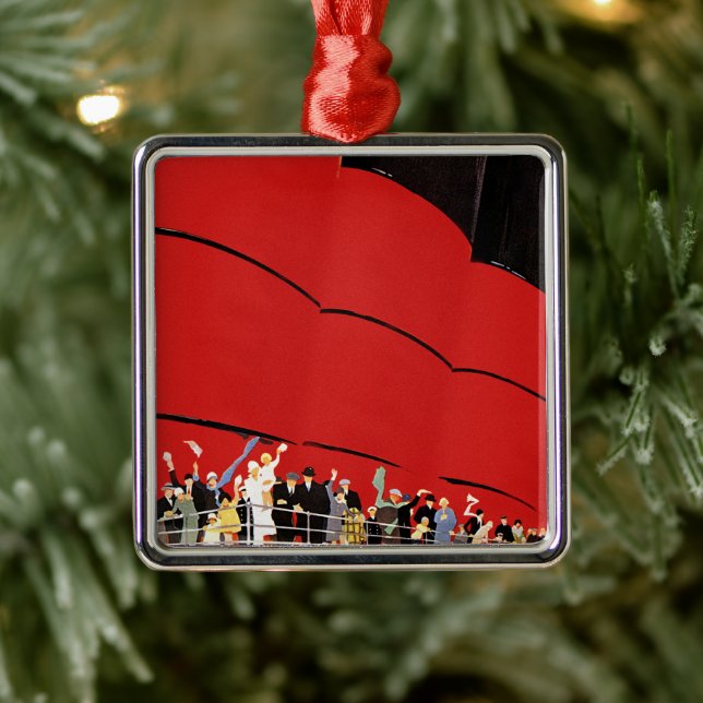 Vintage Kreuzfahrtpassagiere Abschied nehmen Ornament Aus Metall (Baum)