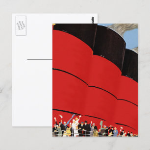 Vintage Kreuzfahrtpassagiere Abschied nehmen Postkarte