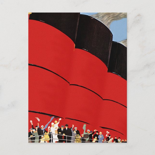 Vintage Kreuzfahrtpassagiere Abschied nehmen Postkarte (Vorderseite)