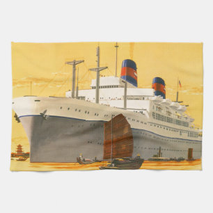 Vintage-Kreuzfahrtschiff in den Orient mit Dschunk Küchentuch