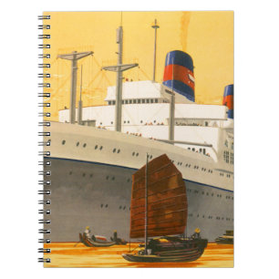 Vintage-Kreuzfahrtschiff in den Orient mit Dschunk Notizblock