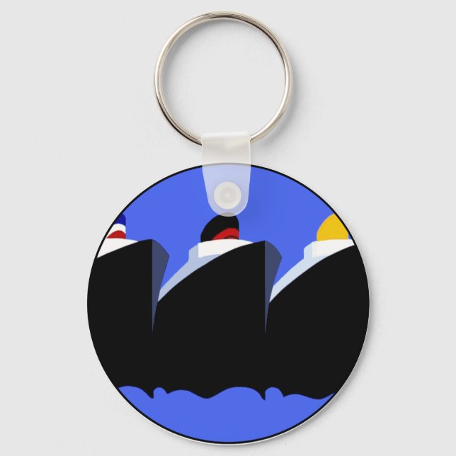 Vintage Kreuzfahrtschiffe Art Deco Poster Schlüsselanhänger (Vorderseite)