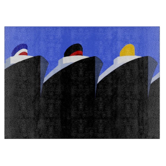 Vintage Kreuzfahrtschiffe Art Deco Poster Schneidebrett (Vorderseite)