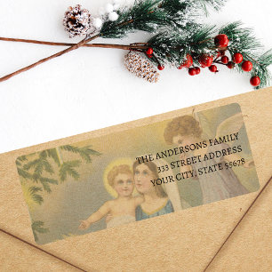 Vintage Krippe Mary Jesus Angels Label