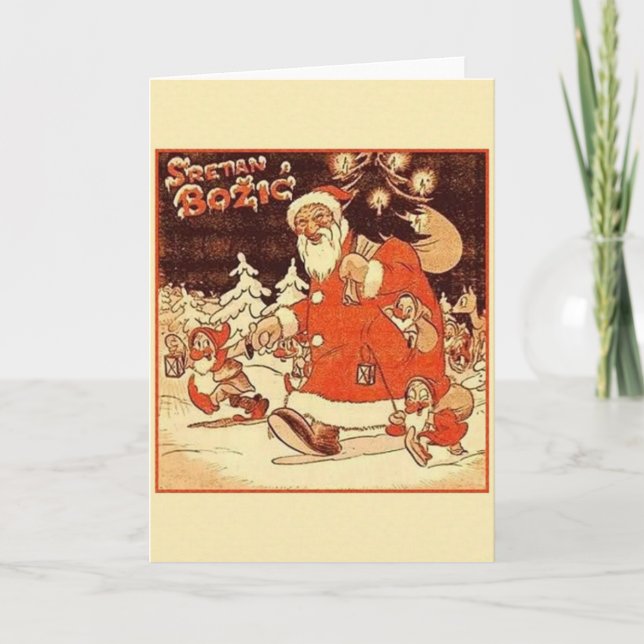 Vintage KroateSretan Božić Weihnachtskarte Feiertagskarte (Vorderseite)