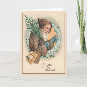 Vintage kroatische Sretan Božić Weihnachtskarte Feiertagskarte