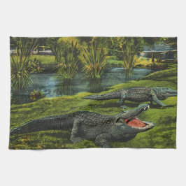 Vintage Krokodile, Meereslebewesen Reptilien Küchentuch