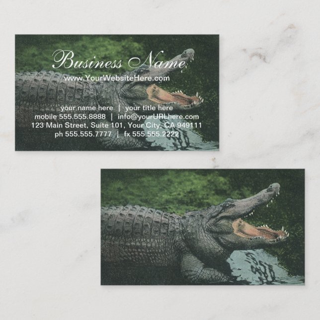 Vintage Krokodile Reptilien, Meerestierleben Visitenkarte (Vorne/Hinten)