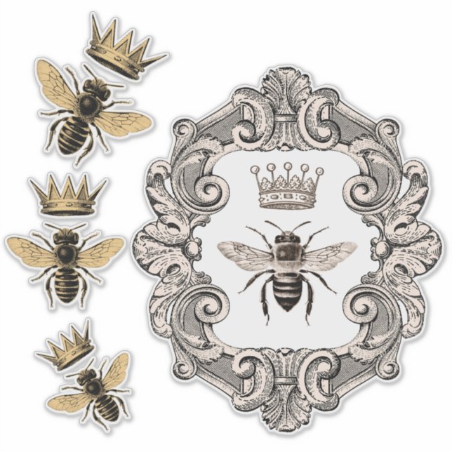 Vintage Kronbienen Aufkleber (Vorderseite)