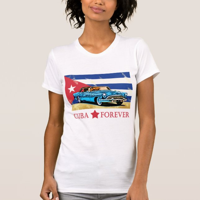 Vintage Kuba Flag Classic Car T-Shirt (Vorderseite)