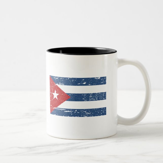 Vintage Kuba-Flagge Zweifarbige Tasse (Rechts)