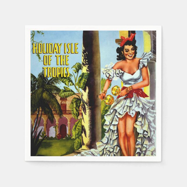 Vintage kubanische Reise - die Insel Tropics - Url Serviette (Vorderseite)