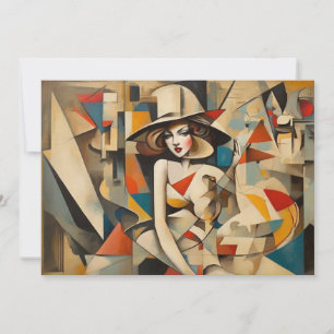 Vintage Kubismus Kunst Stylische Abstraktion Für J Feiertagskarte