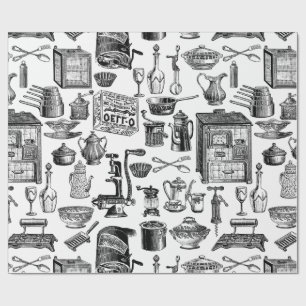 Vintage Küche antikes toile weiß viktorianisch Geschenkpapier