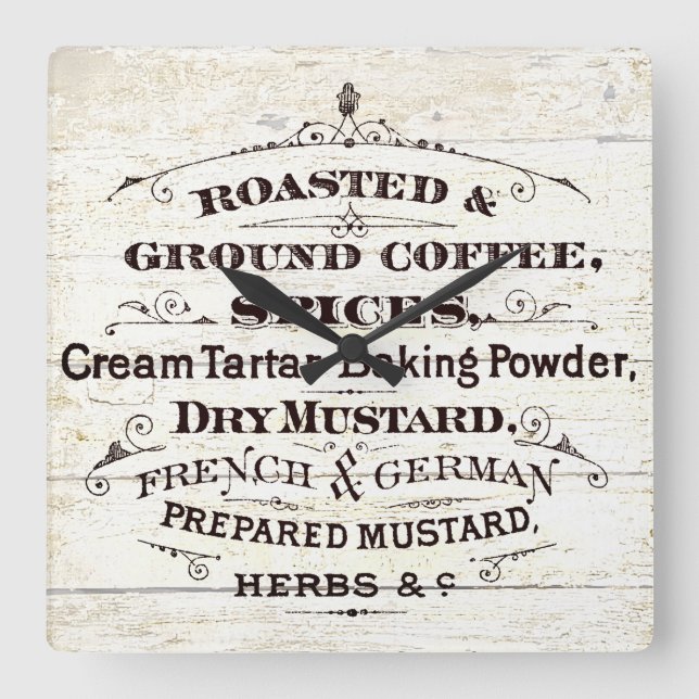 Vintage Küche Quadratische Wanduhr (Vorderseite)