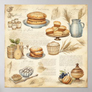 Vintage-Küchenjuwelen-Muster Poster