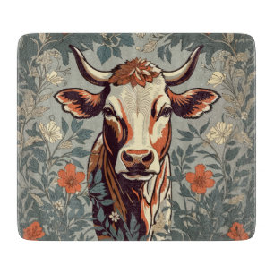 Vintage-Kuh-William-Morris-inspiriert floral Schneidebrett