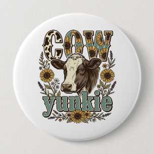 Vintage-Kuh-Yunkie-Sonnenblumen-Bauernhaus-Design_ Button