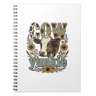 Vintage-Kuh-Yunkie-Sonnenblumen-Bauernhaus-Design_ Notizblock
