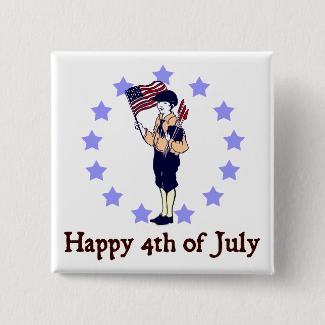 Vintage Kunst am 4. Juli Button (Vorderseite)