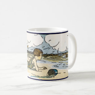 Vintage Kunst am Strand für Kinder Kaffeetasse