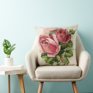 Vintage Kunst Antike Rose Kissen