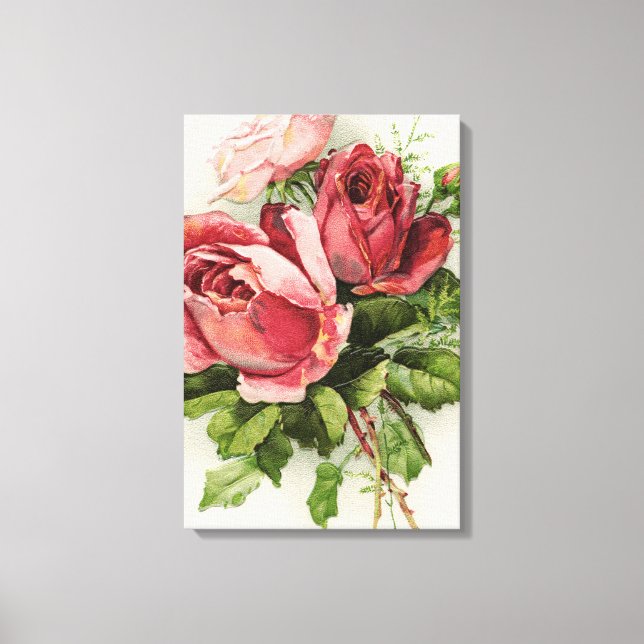 Vintage Kunst Antike Rose Leinwanddruck (Vorderseite)