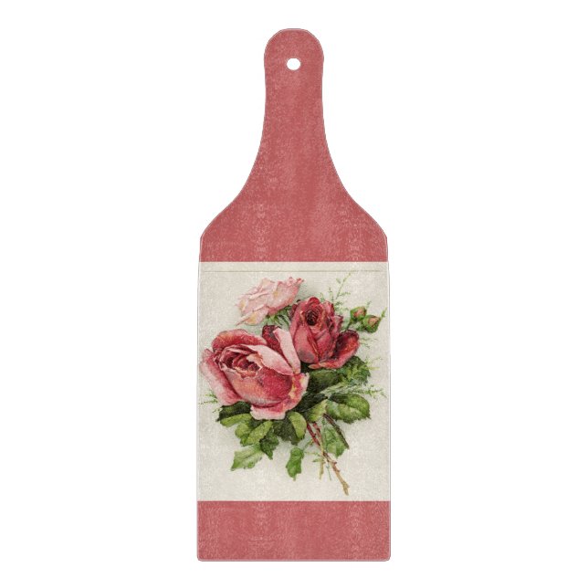 Vintage Kunst Antike Rose Schneidebrett (Vorderseite)