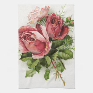 Vintage Kunst-Antiken-Rosen Handtuch